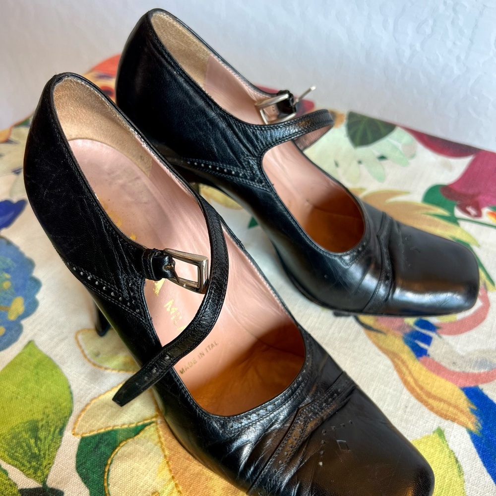 PRADA Mary Jane Pumps Women’s Size 38 (7.5) Black Vintage 90s - Picture 3 of 13